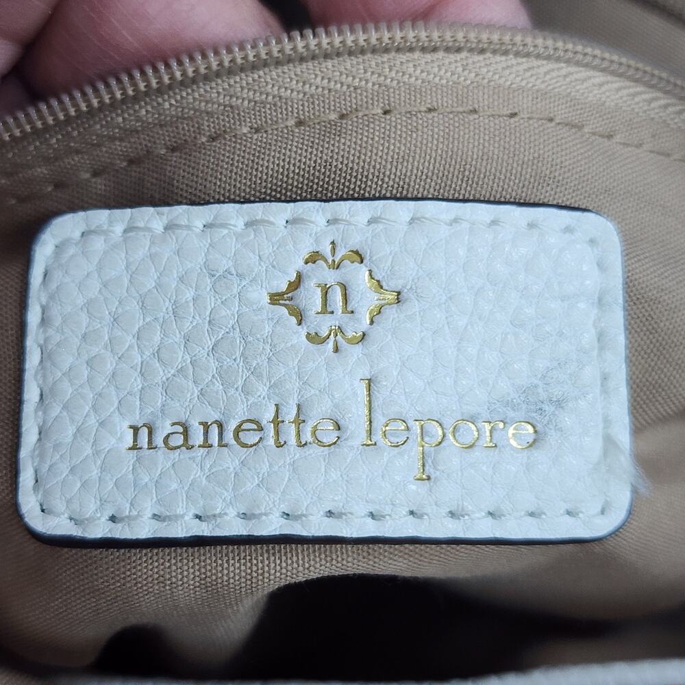 Nanette Lepore White Faux Leather Crossbody Quiet Luxury Bag Pebbled Purse 10x7 - Picture 8 of 16